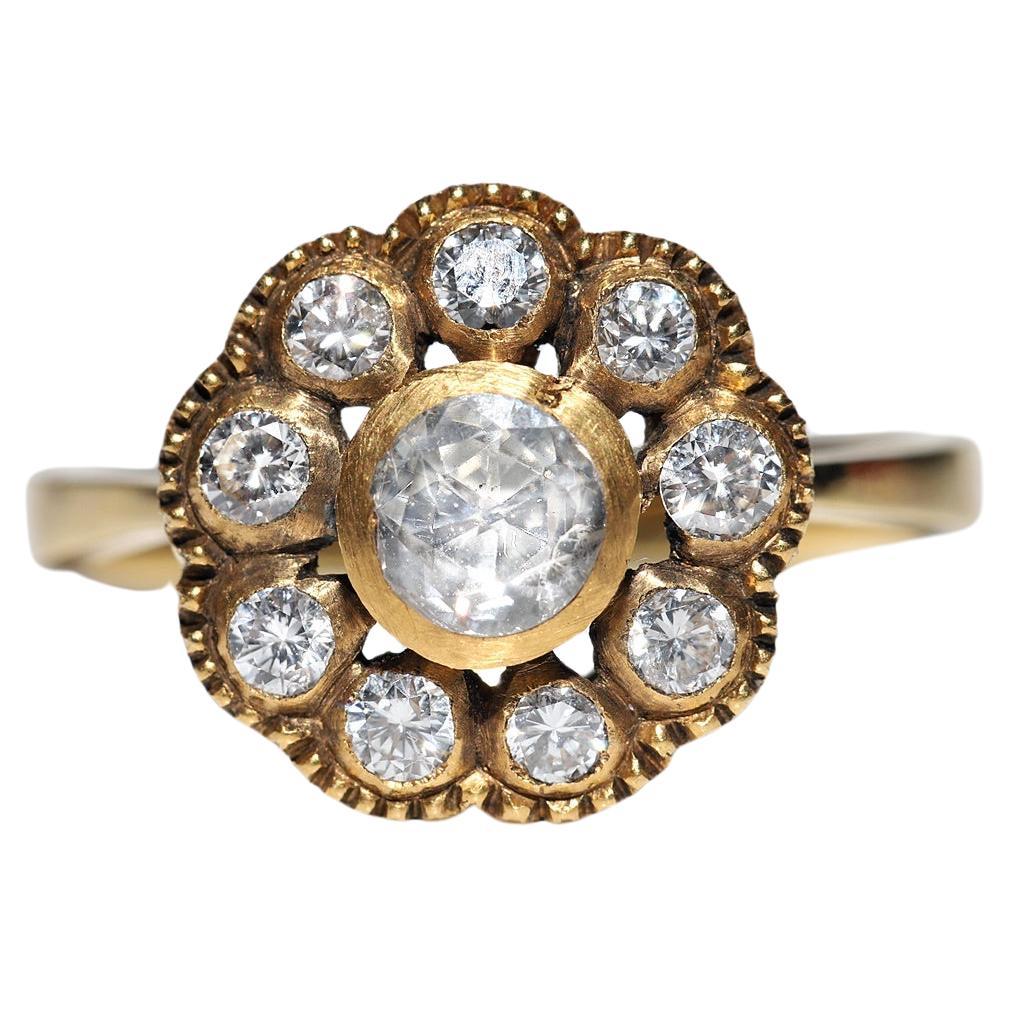 Vintage Circa 1990s 18k Gold Natural Diamond Decorated Cocktail Ring For Sale