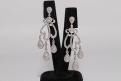 Vintage Circa 1990s 18k Gold Natural Diamond Decorated Drop Earring
