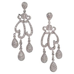 Orecchini a goccia decorati con diamanti naturali in oro 18k, vintage, anni 
90 circa.