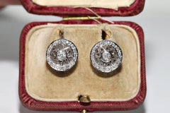 Vintage Circa 1990s 18k Gold Natural Diamond Decorated Earring