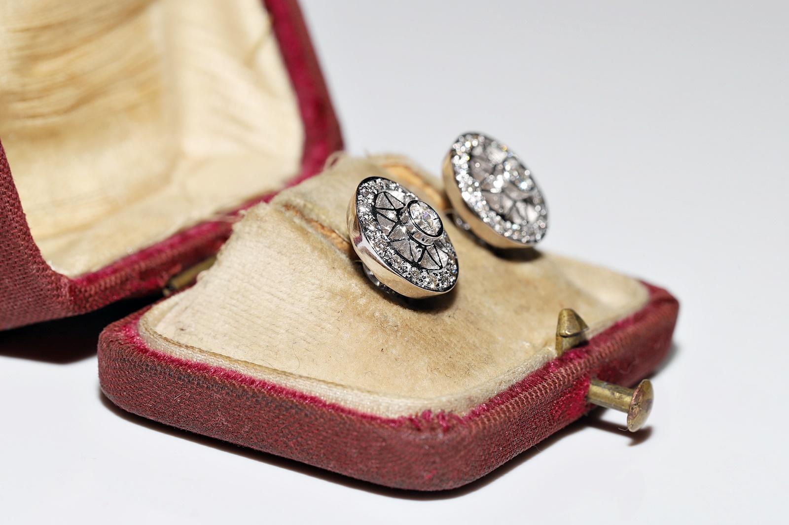Vintage Circa 1990er Jahre 18k Gold Natürlicher Diamant-Ohrring mit Dekoration  (Retro) im Angebot