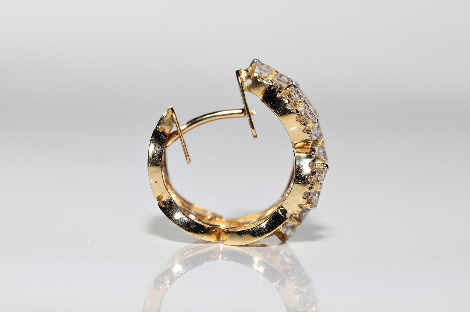 Vintage Circa 1990er Jahre 18k Gold Natürlicher Diamant-Ohrring mit Dekoration im Zustand „Gut“ im Angebot in Fatih/İstanbul, 34