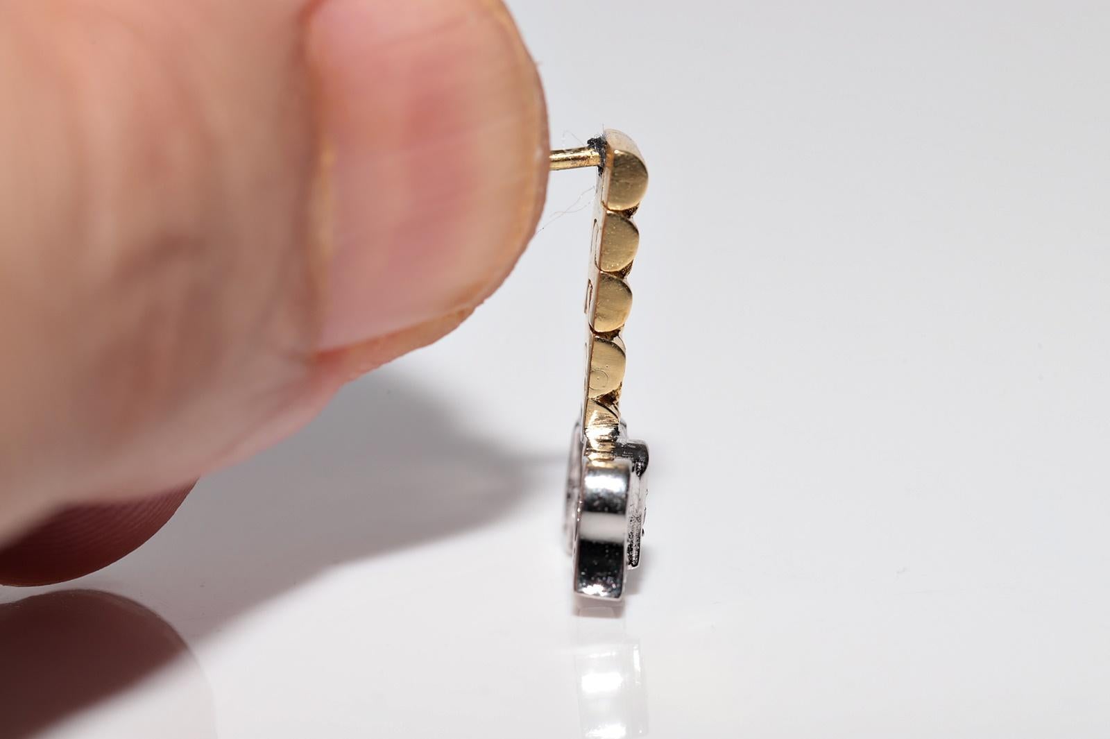 Vintage Circa 1990er Jahre 18k Gold Natürlicher Diamant Dekorierter Elefant Tropfenohrring mit Diamanten im Angebot 1