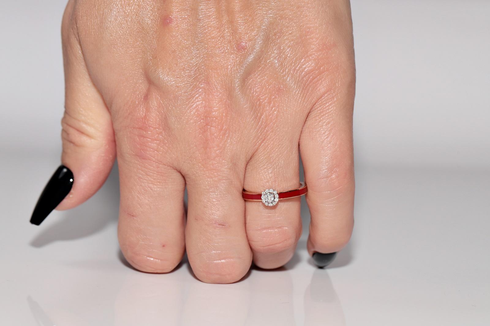 Vintage Circa 1990er Jahre 18k Gold Natürlicher Diamant Dekorierter Emaille-Ring im Angebot 6