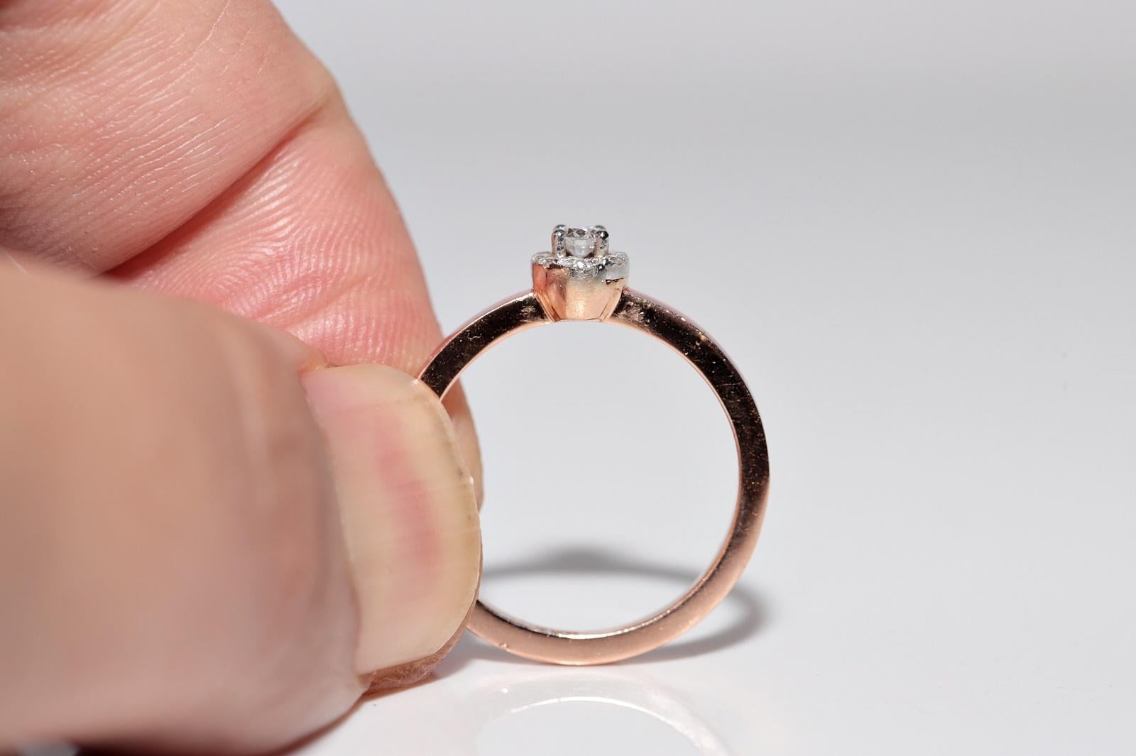 Vintage Circa 1990er Jahre 18k Gold Natürlicher Diamant Dekorierter Emaille-Ring im Angebot 1