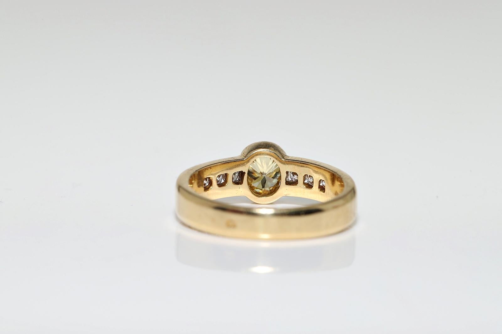 Vintage Circa 1990s 18k Gold Natural Diamond Decorated Engagement Ring  For Sale 2