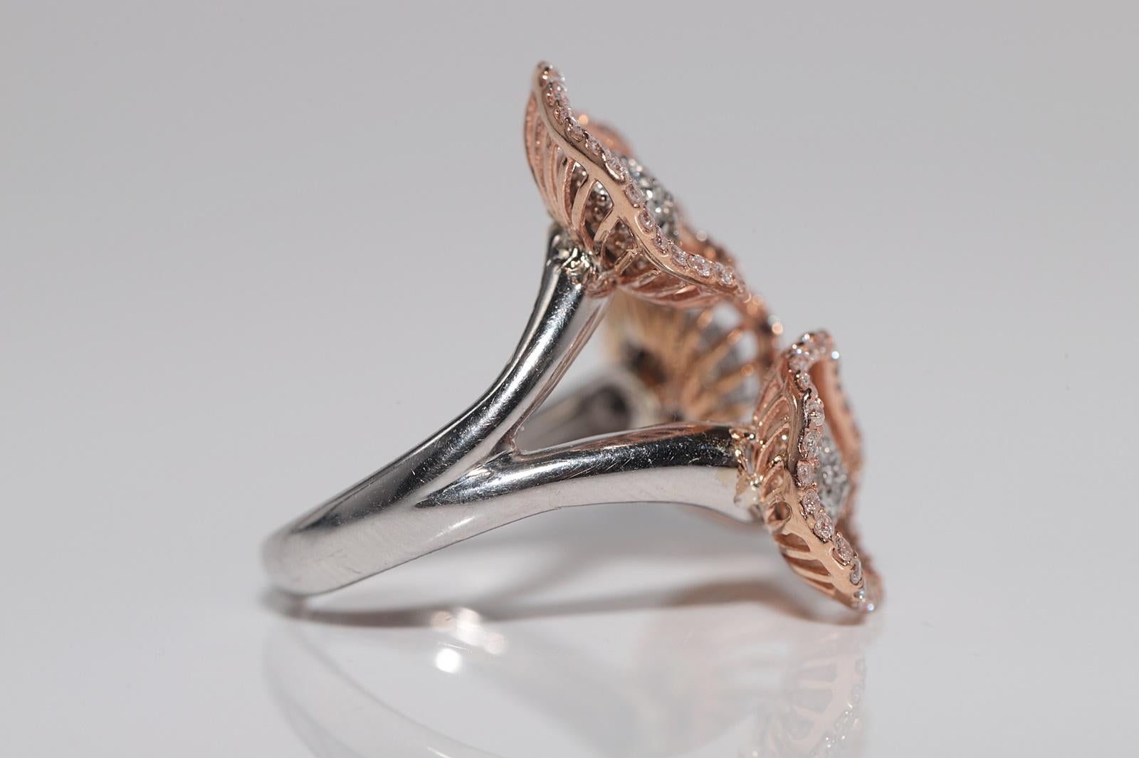 Vintage CIRCA 1990s 18k Gold Natürlicher Diamant Dekorierte Blumen Design Ring im Angebot 6