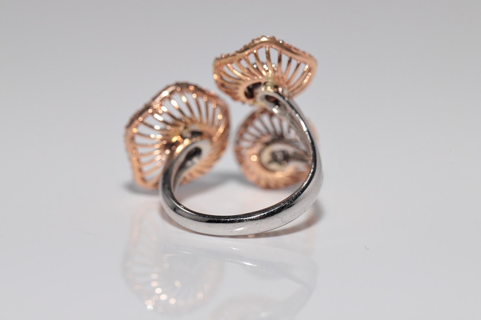Vintage CIRCA 1990s 18k Gold Natürlicher Diamant Dekorierte Blumen Design Ring im Angebot 8