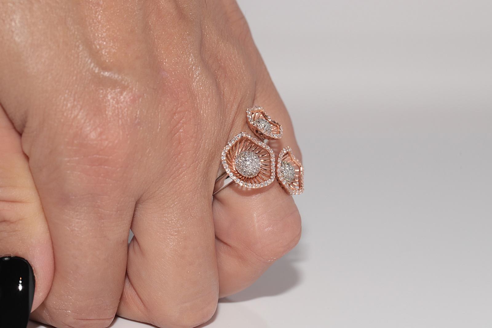 Vintage CIRCA 1990s 18k Gold Natürlicher Diamant Dekorierte Blumen Design Ring im Zustand „Gut“ im Angebot in Fatih/İstanbul, 34