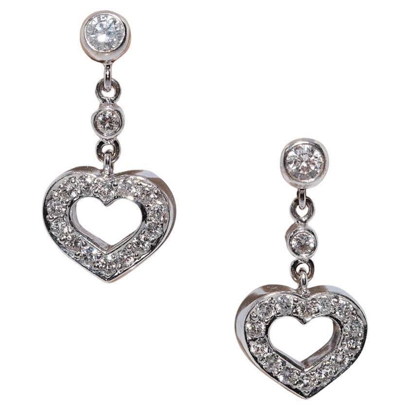 Vintage By, anni
90, orecchino in oro 18k con diamante naturale decorato a forma di cuore