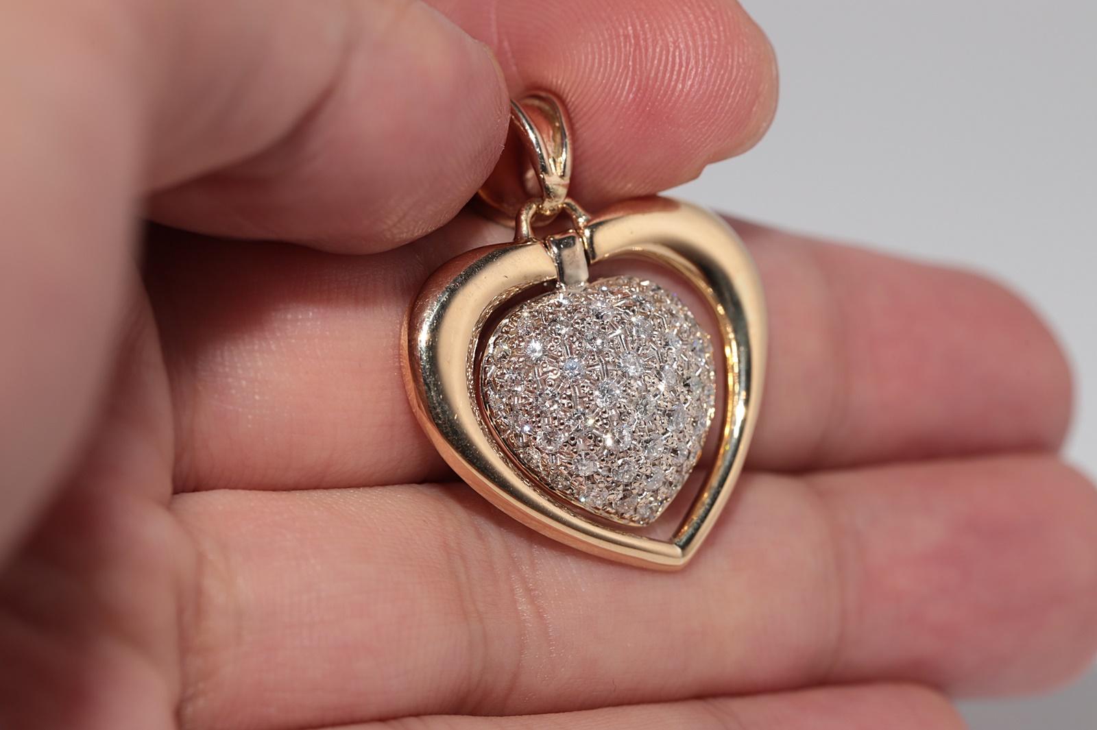 Vintage CIRCA 1990er Jahre 18k Gold natürlichen Diamanten verziert Herz-Anhänger (Retro) im Angebot