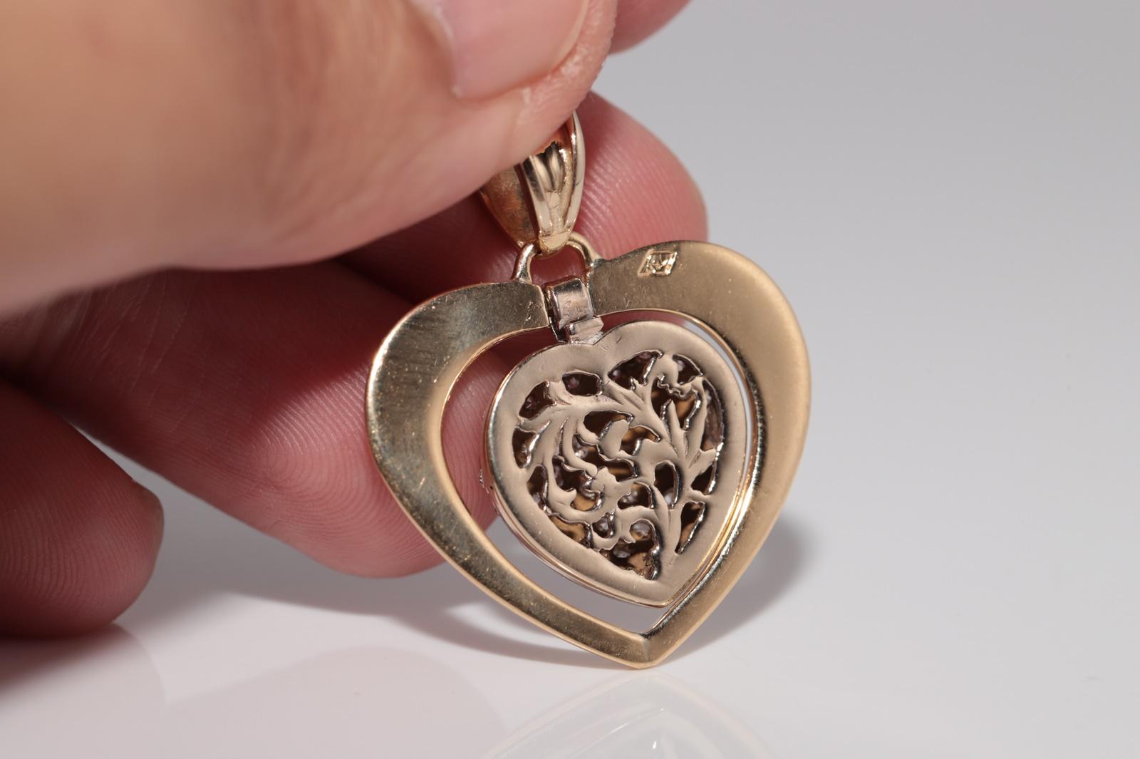 Vintage CIRCA 1990er Jahre 18k Gold natürlichen Diamanten verziert Herz-Anhänger (Brillantschliff) im Angebot
