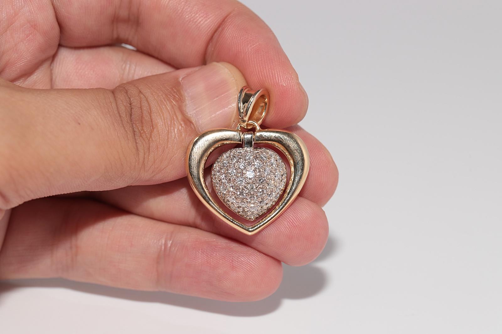 Vintage CIRCA 1990er Jahre 18k Gold natürlichen Diamanten verziert Herz-Anhänger im Angebot 1
