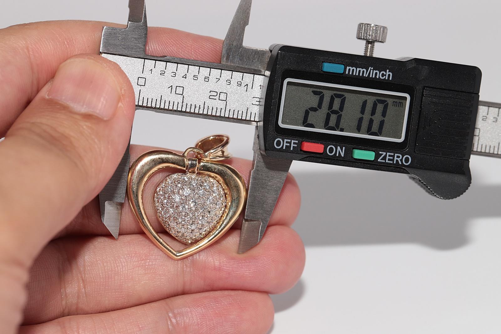 Vintage CIRCA 1990er Jahre 18k Gold natürlichen Diamanten verziert Herz-Anhänger im Angebot 2