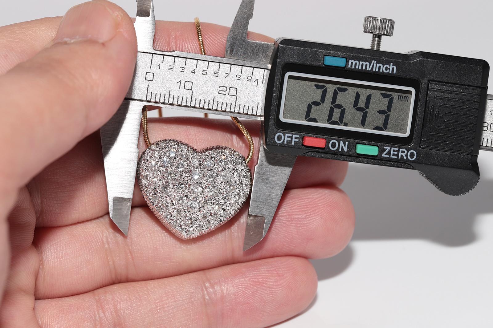 Vintage CIRCA 1990er Jahre 18k Gold natürlichen Diamanten dekoriert Herz-Anhänger Halskette im Angebot 5