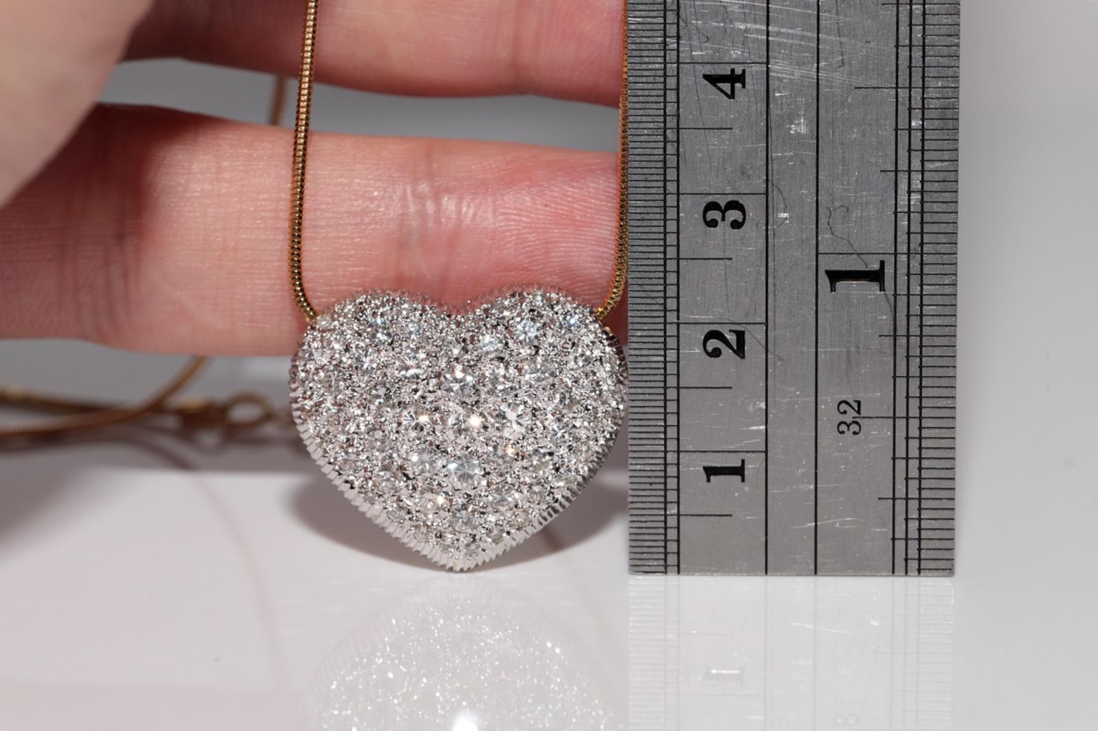 Vintage CIRCA 1990er Jahre 18k Gold natürlichen Diamanten dekoriert Herz-Anhänger Halskette im Angebot 6