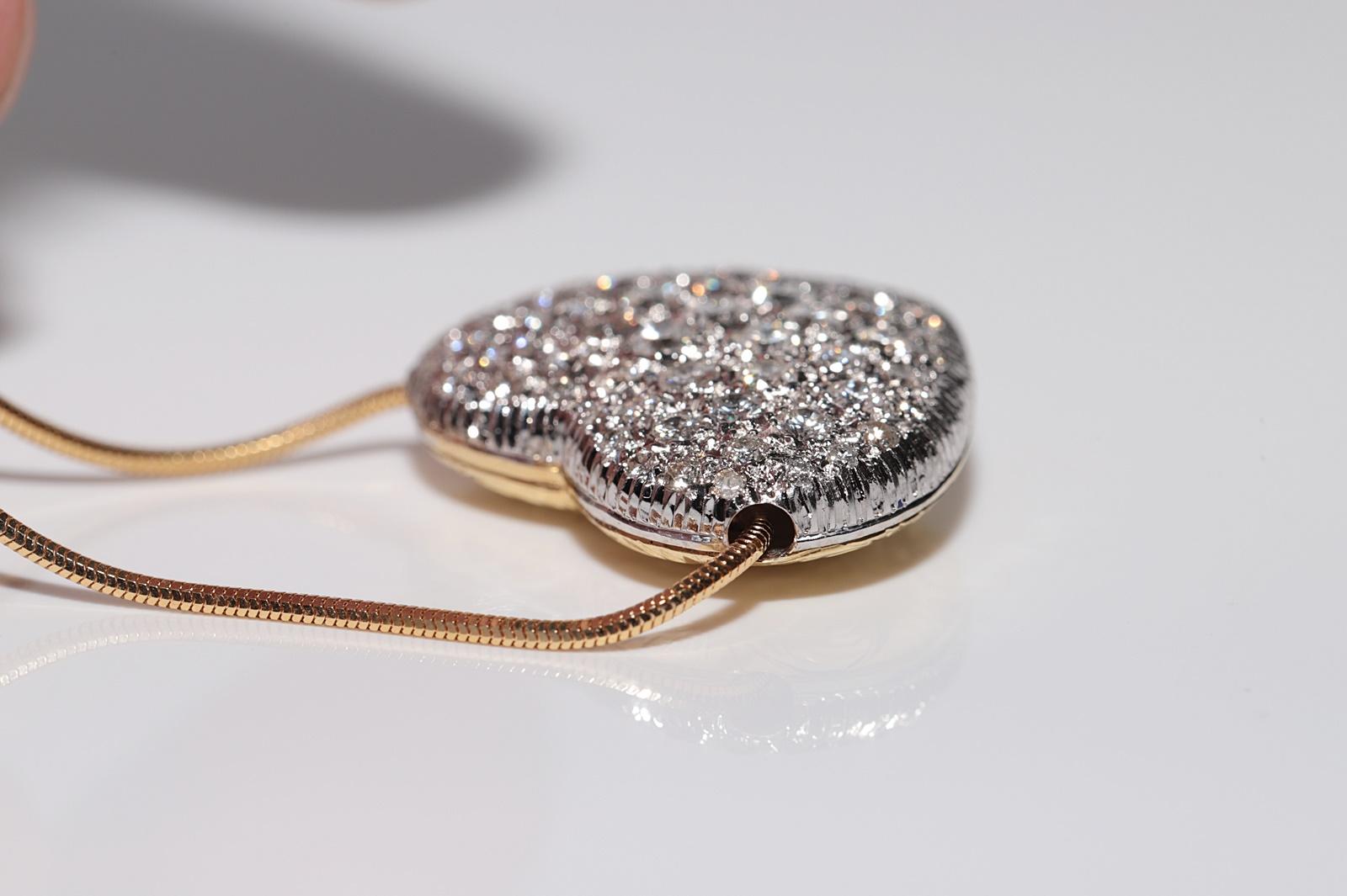 Vintage CIRCA 1990er Jahre 18k Gold natürlichen Diamanten dekoriert Herz-Anhänger Halskette im Angebot 9