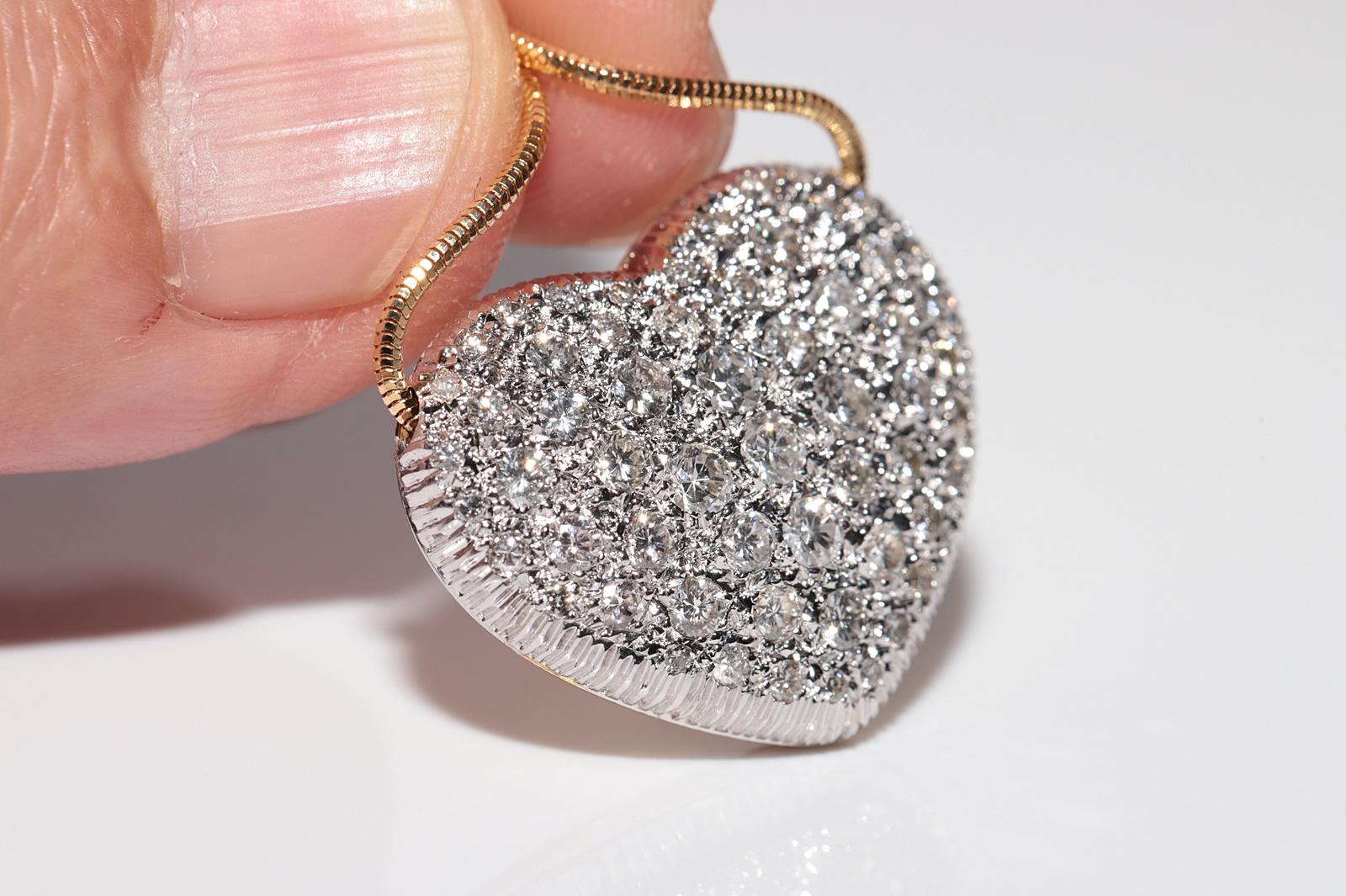 Vintage CIRCA 1990er Jahre 18k Gold natürlichen Diamanten dekoriert Herz-Anhänger Halskette im Angebot 10