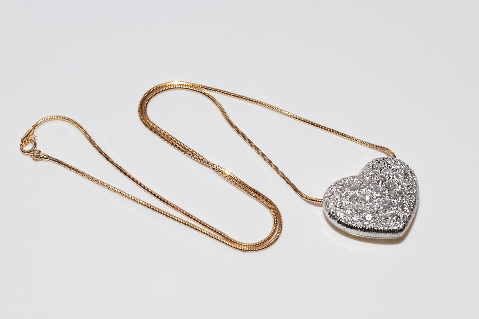 Vintage CIRCA 1990er Jahre 18k Gold natürlichen Diamanten dekoriert Herz-Anhänger Halskette im Angebot 11