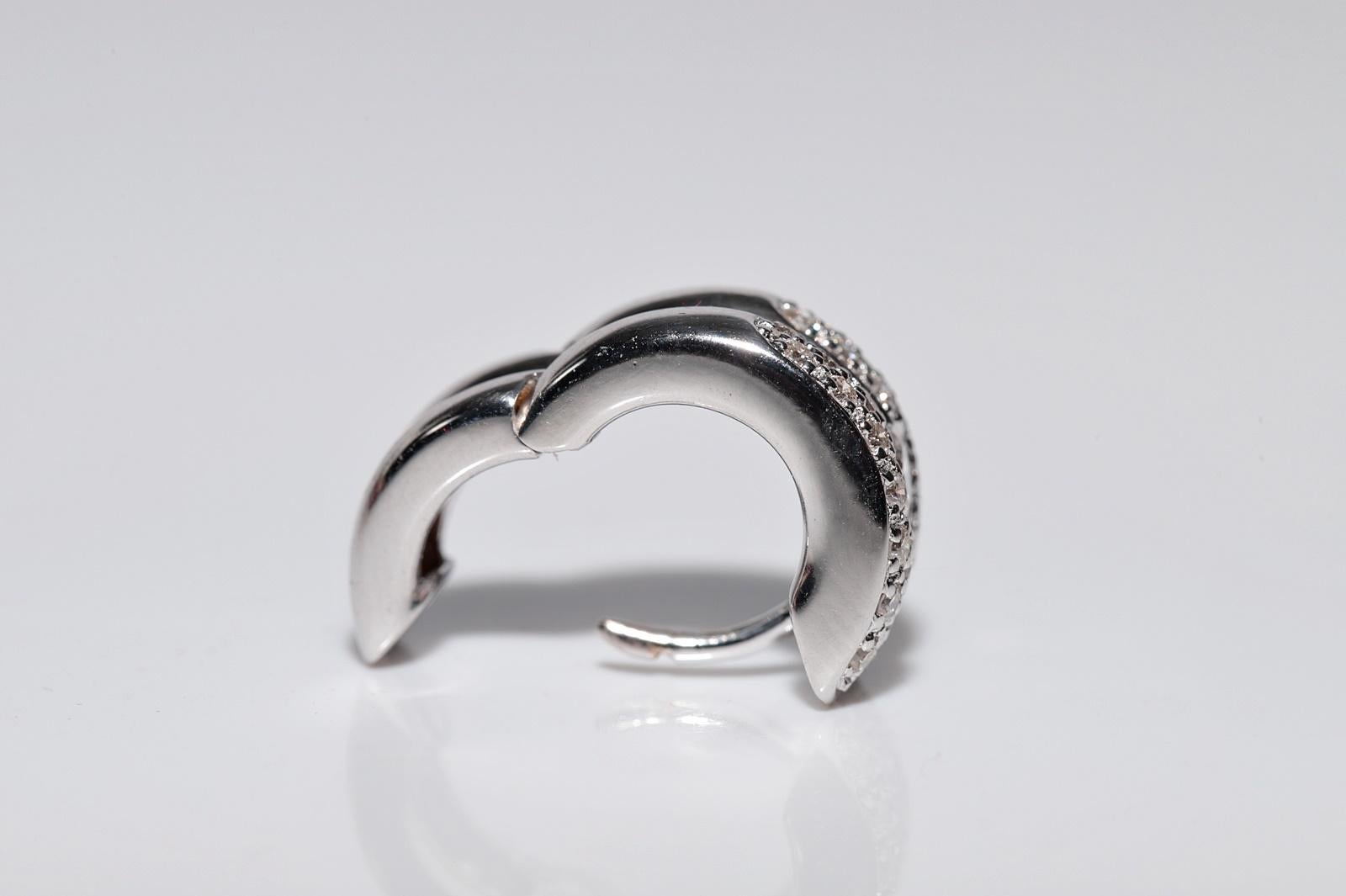 Vintage Circa 1990er Jahre 18k Gold Natürlicher Diamant Dekorierter Creolen-Ohrring Damen im Angebot