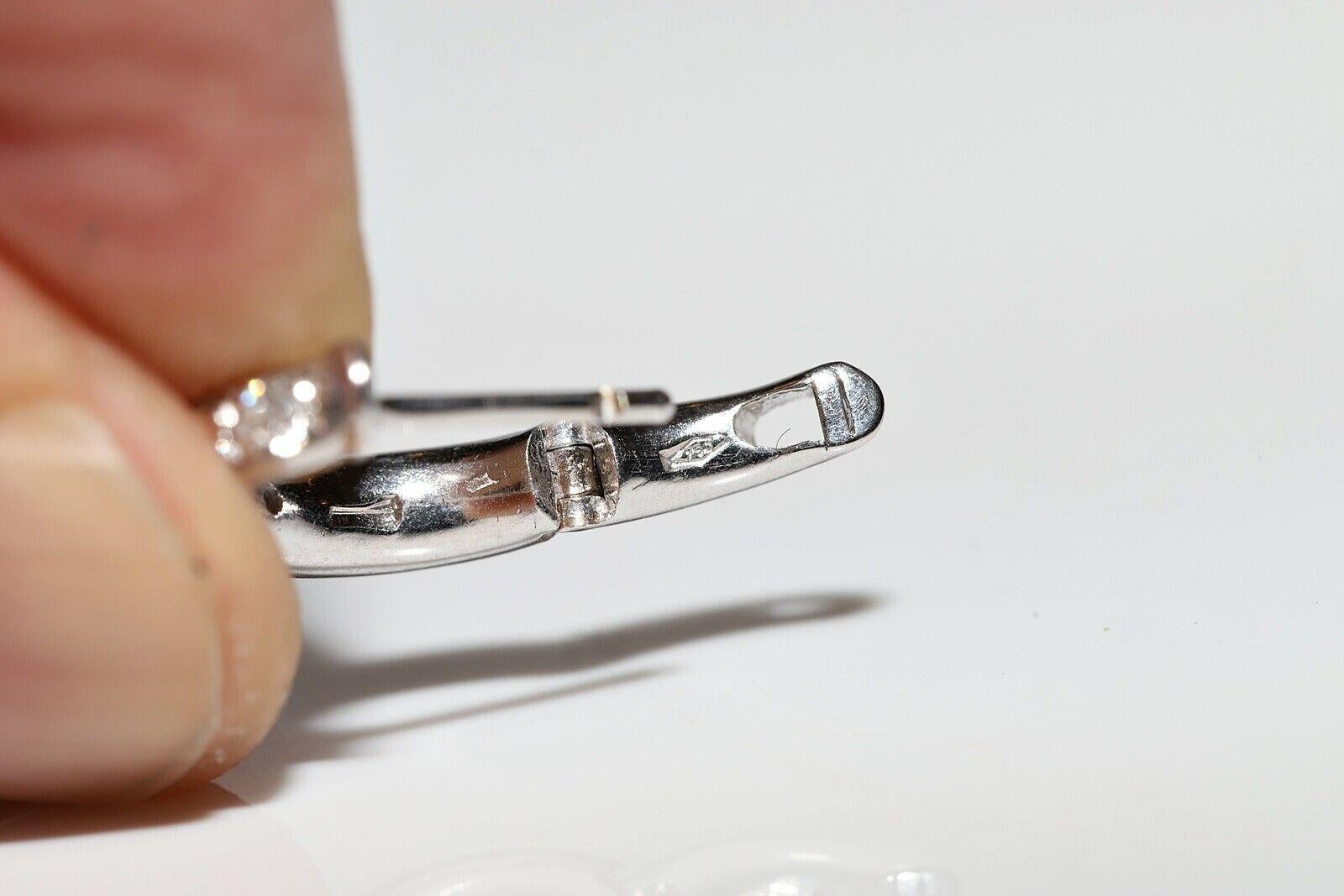 Vintage Circa 1990er Jahre 18k Gold Natürlicher Diamant Dekorierter Creolen-Ohrring im Creolen-Stil im Angebot 4