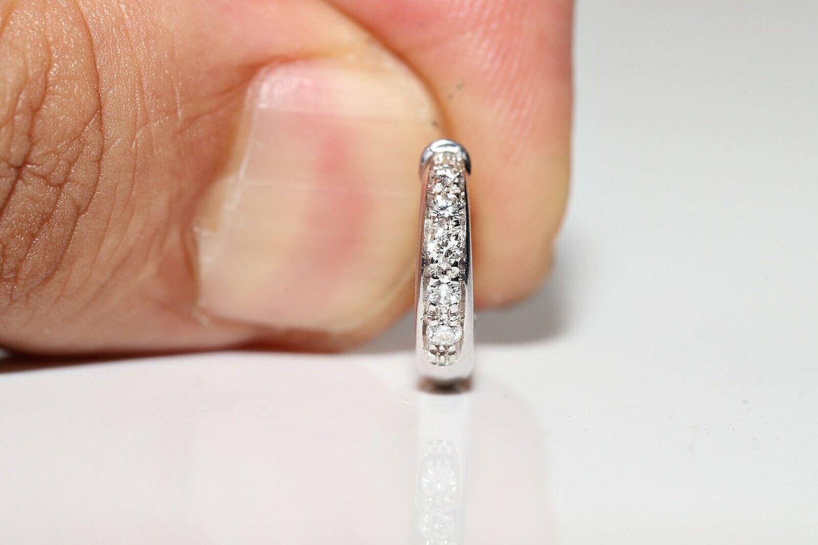 Vintage Circa 1990er Jahre 18k Gold Natürlicher Diamant Dekorierter Creolen-Ohrring im Creolen-Stil Damen im Angebot