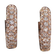 Vintage Circa 1990er Jahre 18k Gold Natürlicher Diamant Dekorierter Creolen-Ohrring im Creolen-Stil