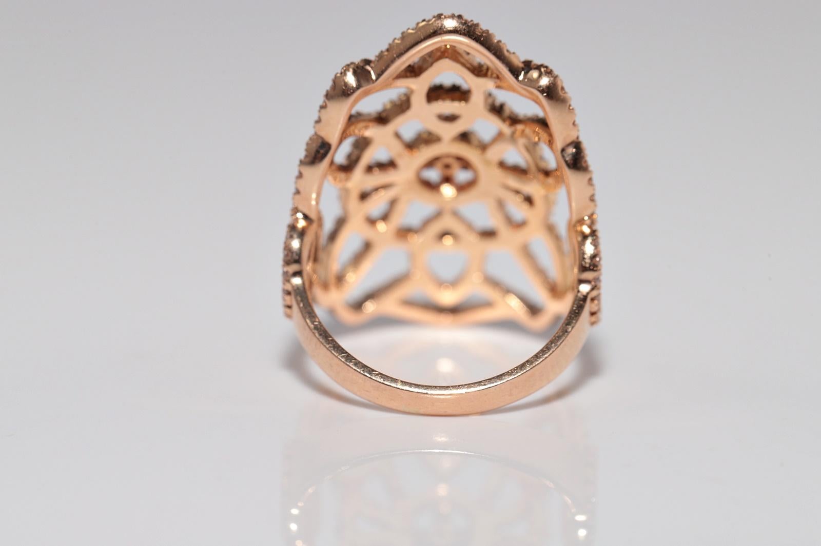 Vintage Circa 1990er Jahre 18k Gold Natürlicher Diamant Dekorierter Navette Ring im Angebot 4