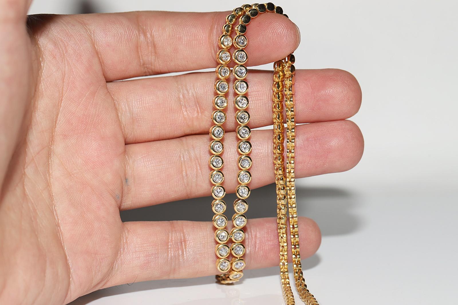 Vintage Circa 1990er Jahre 18k Gold Natürlicher Diamant Dekorierte Vintage-Halskette im Angebot 7