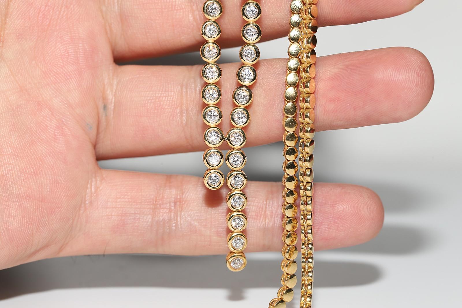 Vintage Circa 1990er Jahre 18k Gold Natürlicher Diamant Dekorierte Vintage-Halskette im Angebot 8