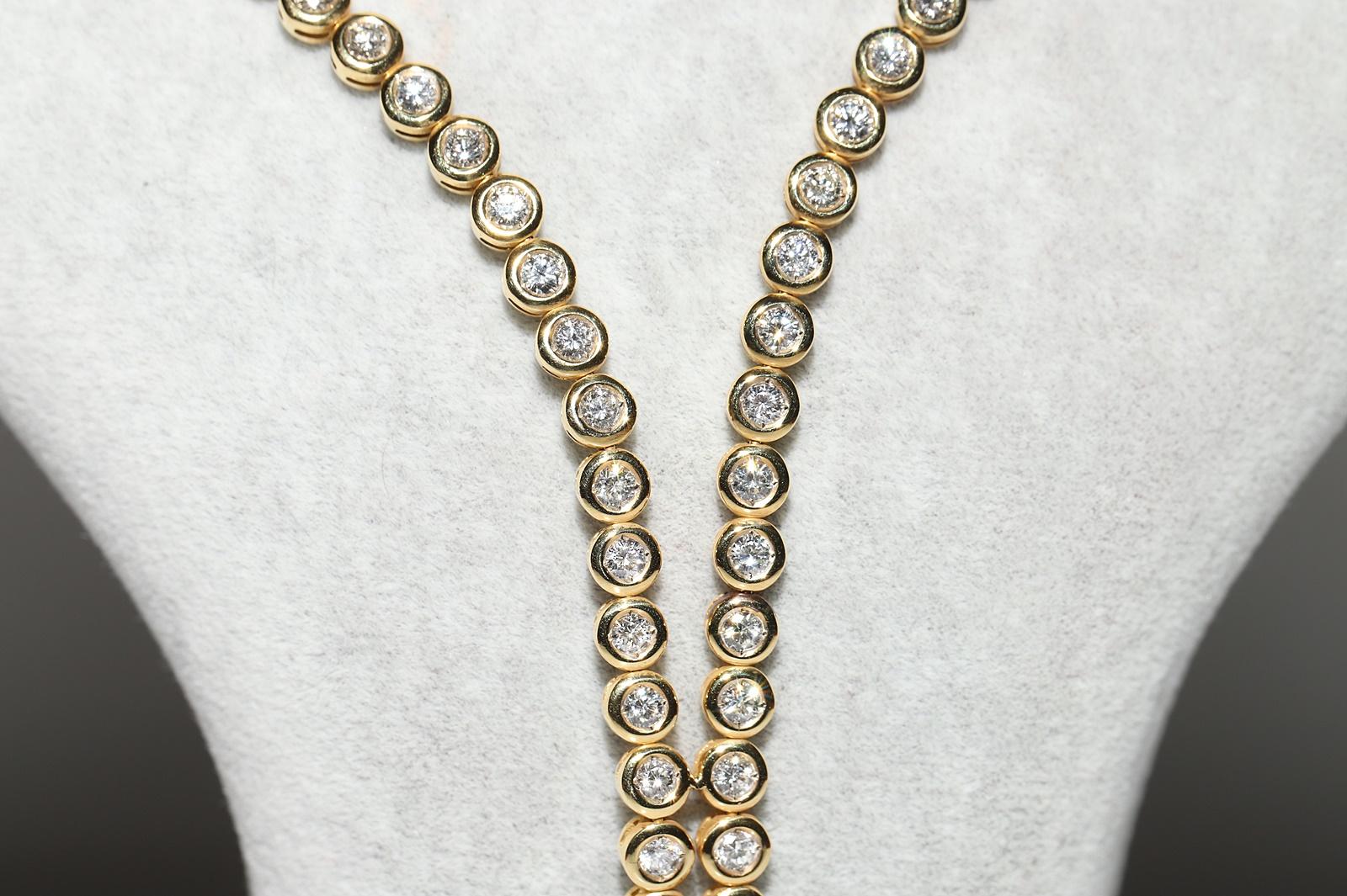 Vintage Circa 1990s 18k Gold Natural Diamond Decorated Necklace In Good Condition For Sale In Fatih/İstanbul, 34