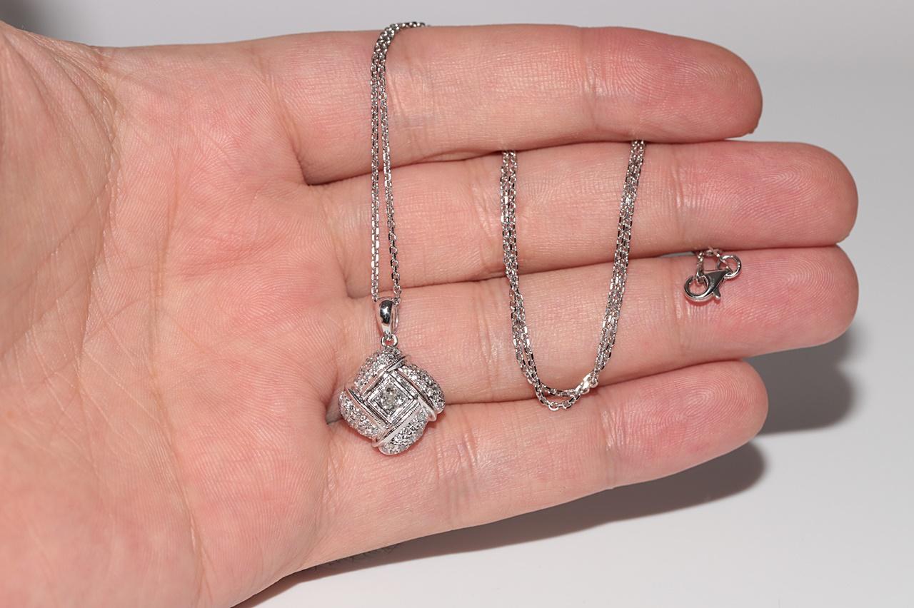Vintage CIRCA 1990er Jahre 18k Gold natürlichen Diamanten dekoriert Anhänger Halskette im Angebot 5