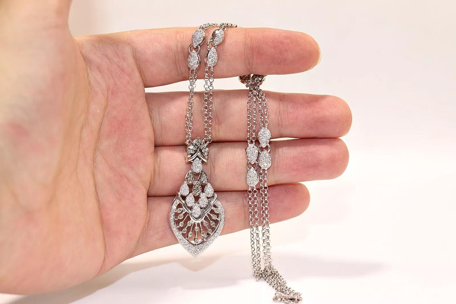 Vintage CIRCA 1990er Jahre 18k Gold natürlichen Diamanten dekoriert Anhänger Halskette im Angebot 7