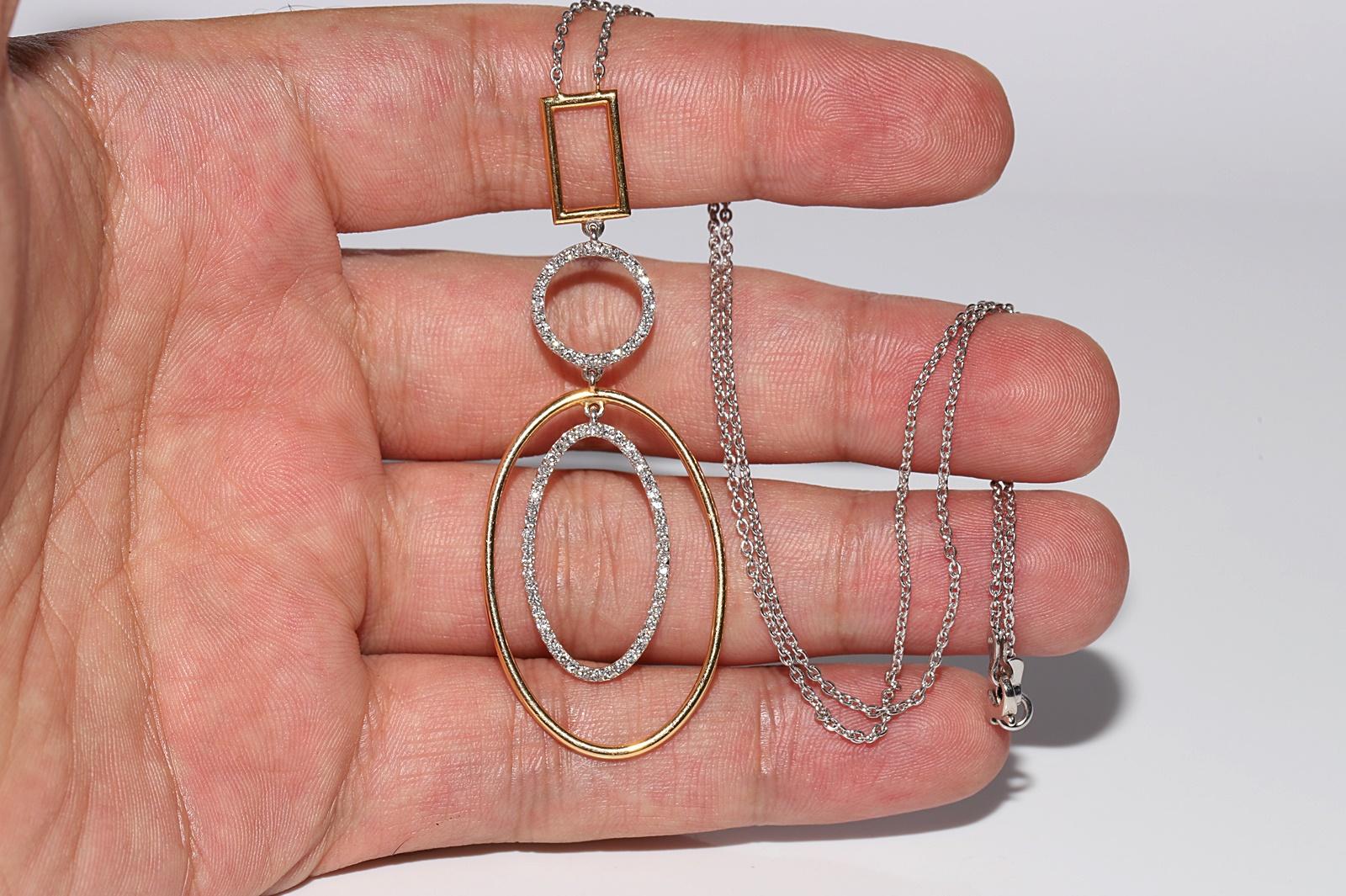 Vintage CIRCA 1990er Jahre 18k Gold natürlichen Diamanten dekoriert Anhänger Halskette im Angebot 7
