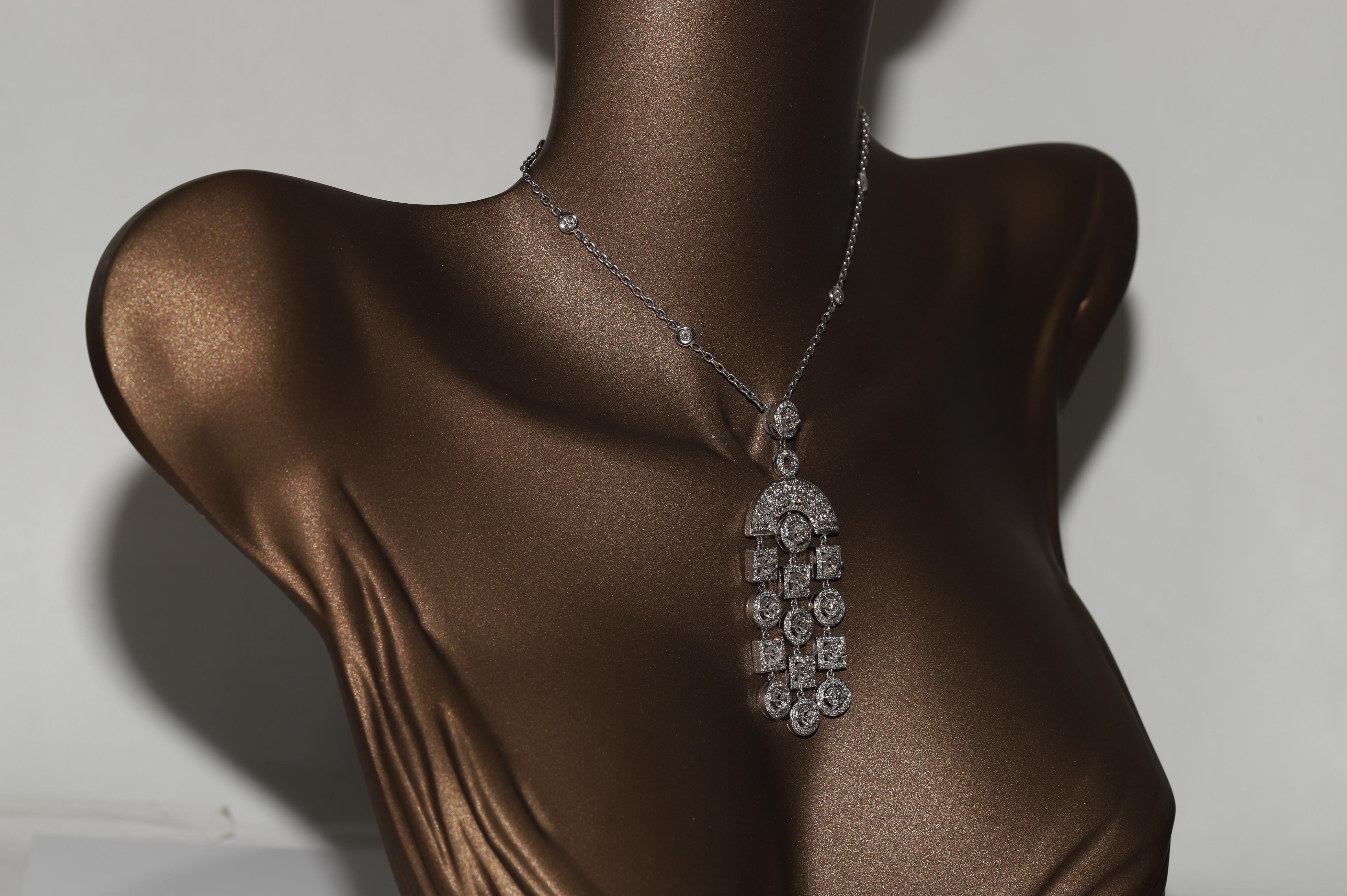 Vintage Circa 1990s 18k Gold Natural Diamond Decorated Pendant Necklace For Sale 8