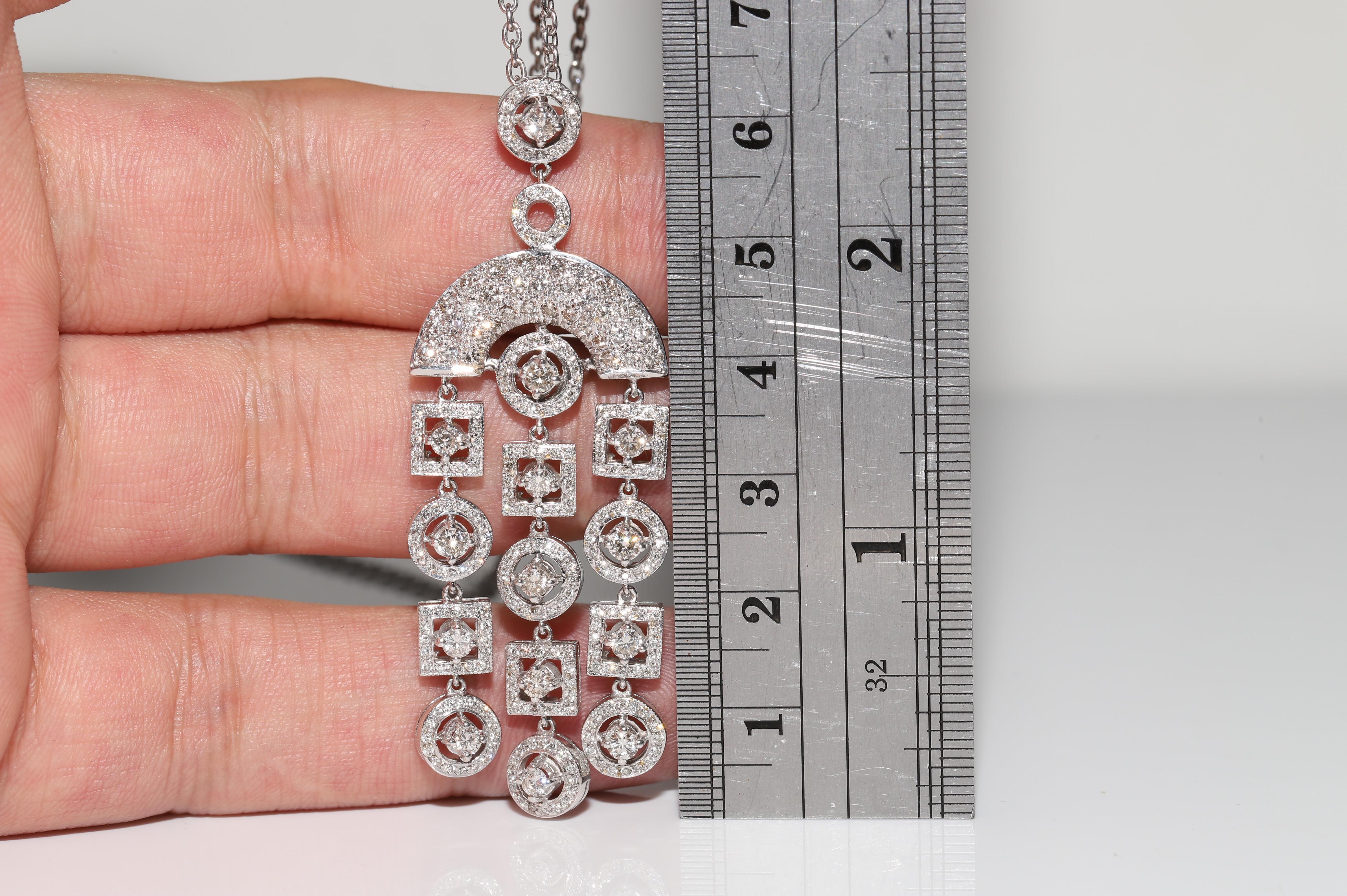 Vintage Circa 1990s 18k Gold Natural Diamond Decorated Pendant Necklace For Sale 9