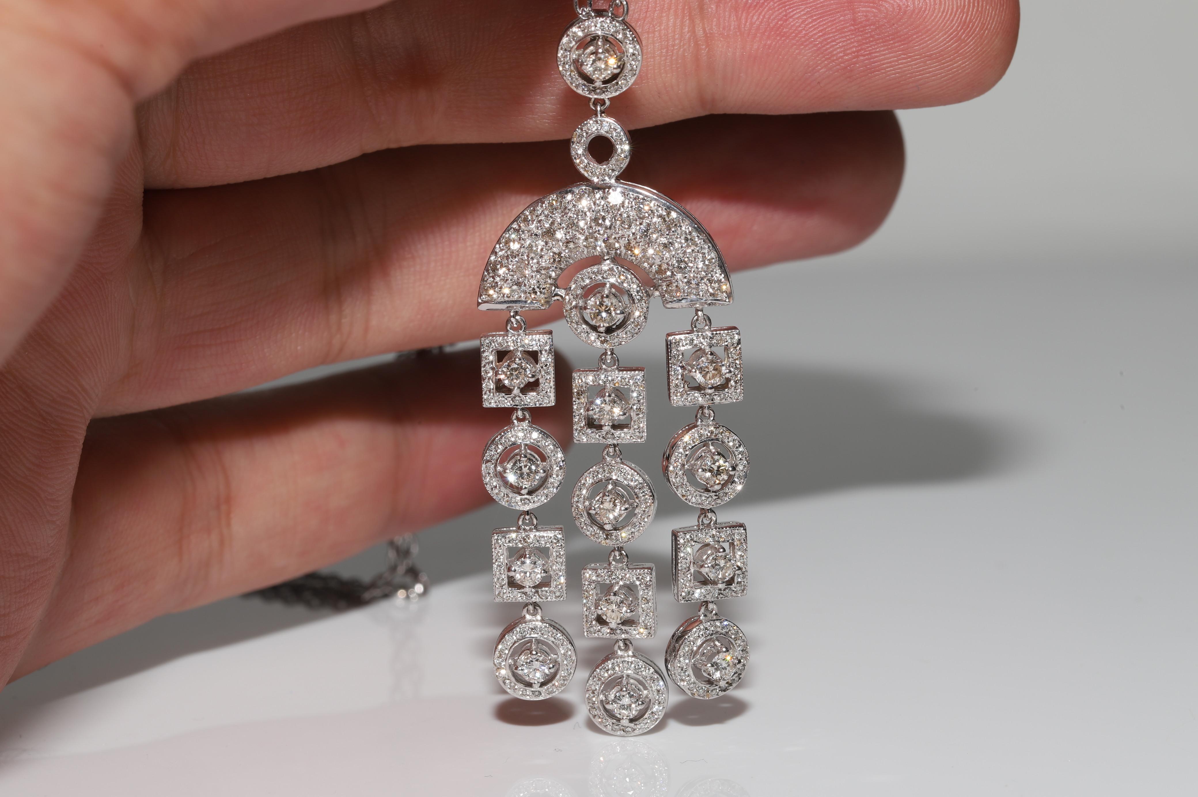 Vintage Circa 1990s 18k Gold Natural Diamond Decorated Pendant Necklace For Sale 10