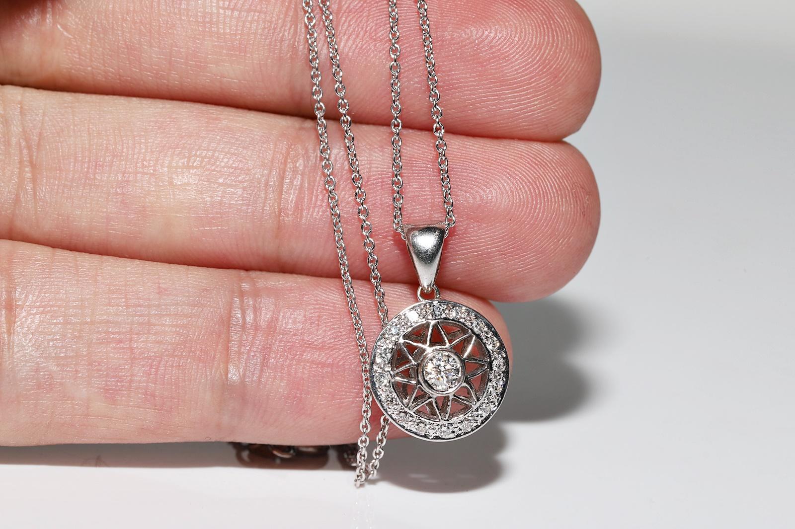 Vintage CIRCA 1990er Jahre 18k Gold natürlichen Diamanten dekoriert Anhänger Halskette im Angebot 12