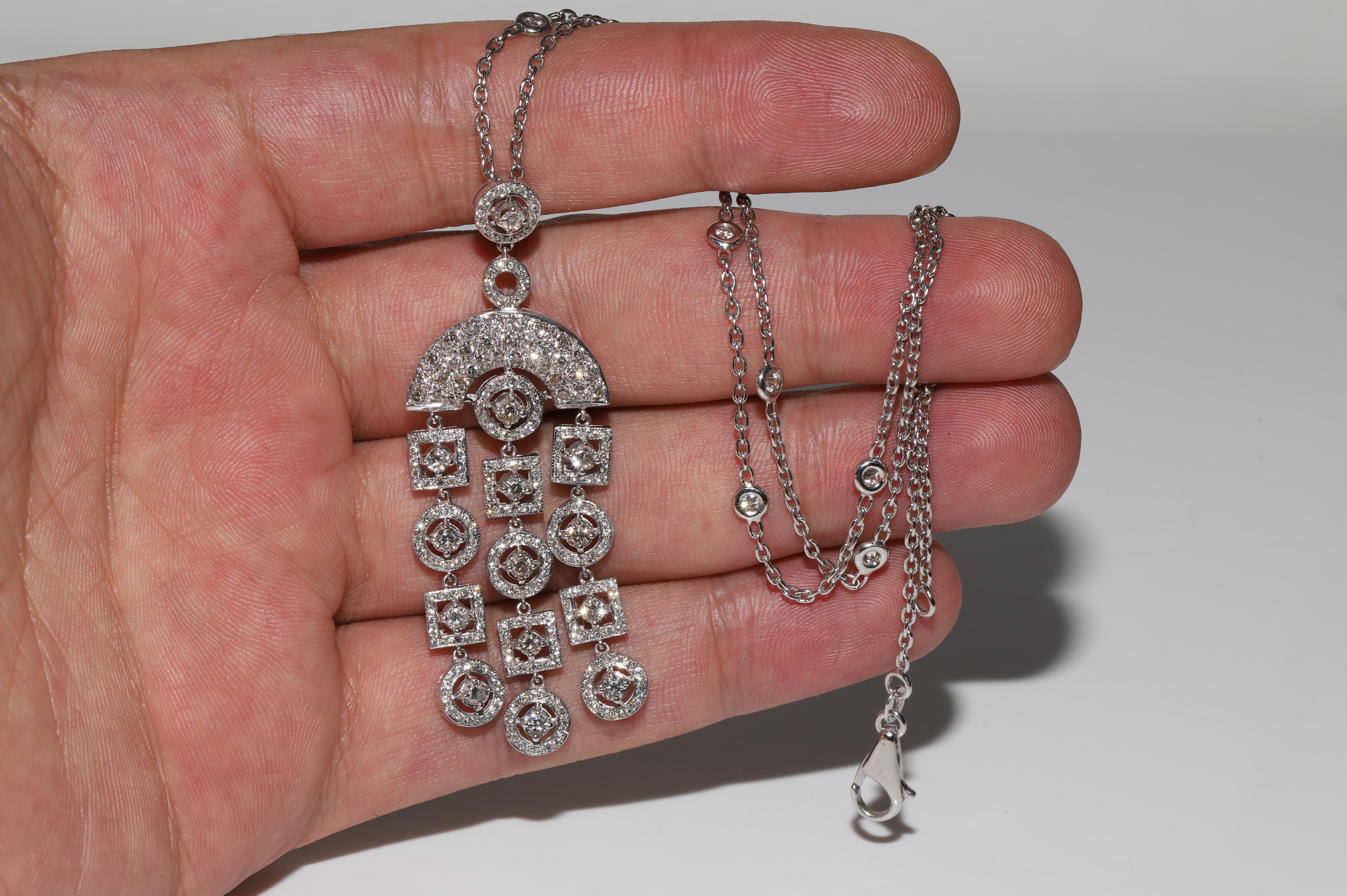 Vintage Circa 1990s 18k Gold Natural Diamond Decorated Pendant Necklace For Sale 13
