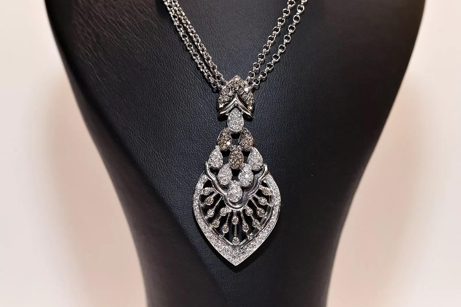 Vintage CIRCA 1990er Jahre 18k Gold natürlichen Diamanten dekoriert Anhänger Halskette (Retro) im Angebot