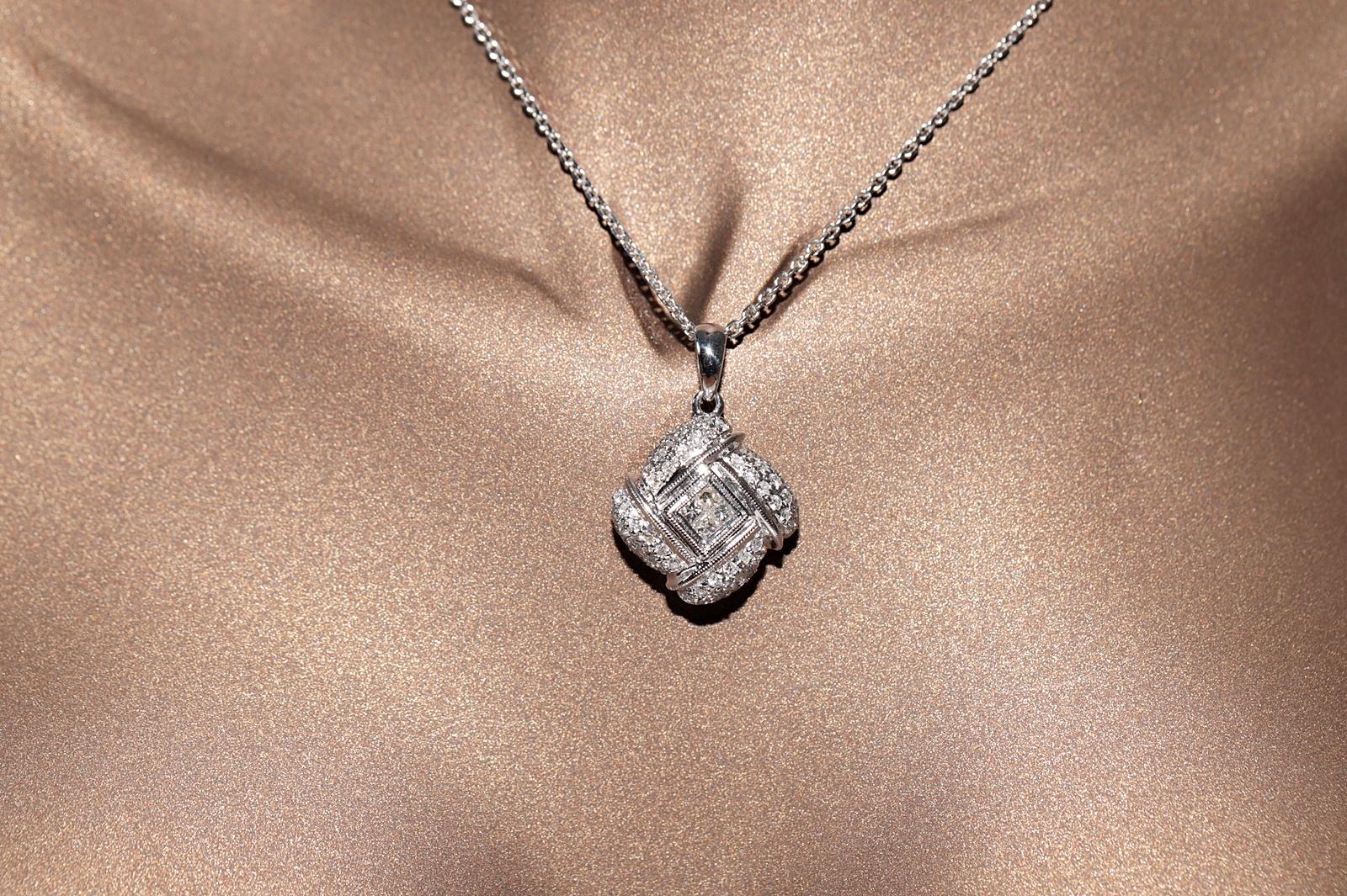 Vintage CIRCA 1990er Jahre 18k Gold natürlichen Diamanten dekoriert Anhänger Halskette (Retro) im Angebot