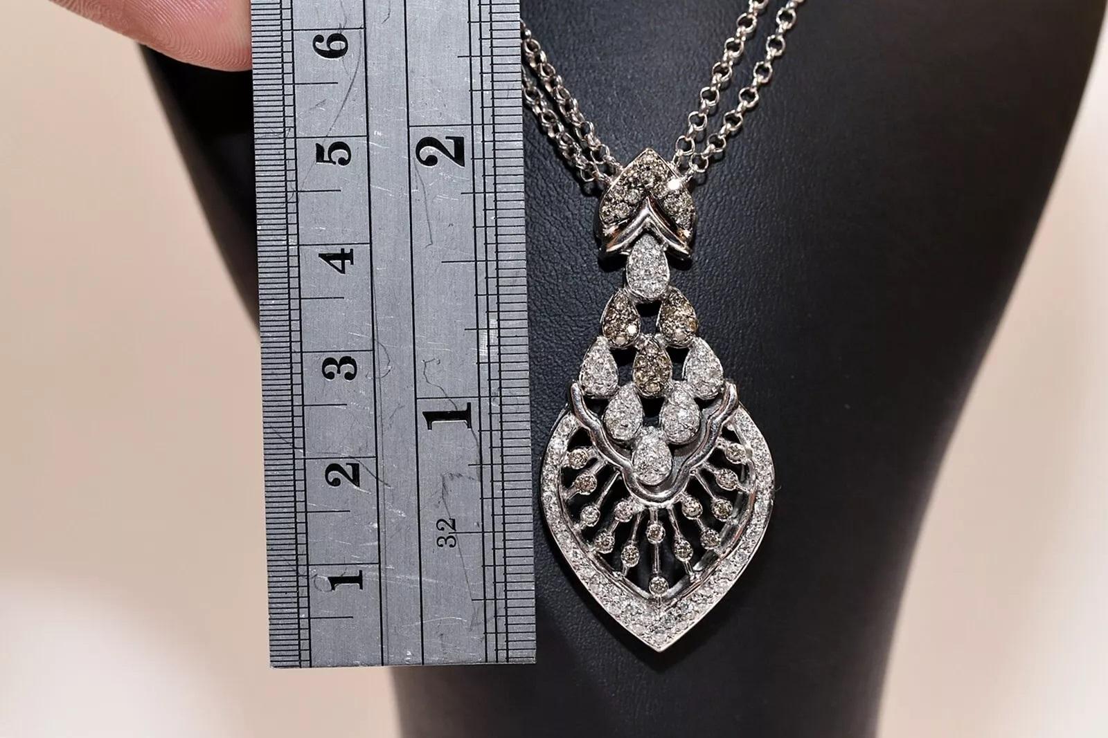Vintage CIRCA 1990er Jahre 18k Gold natürlichen Diamanten dekoriert Anhänger Halskette im Zustand „Gut“ im Angebot in Fatih/İstanbul, 34