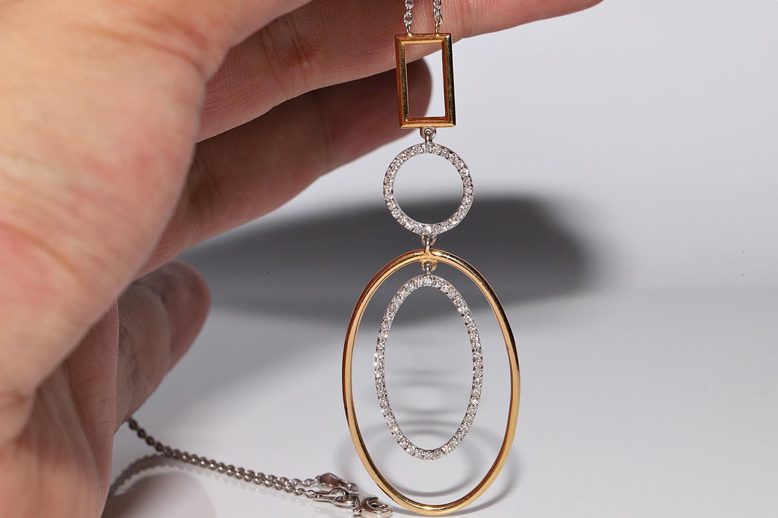 Vintage CIRCA 1990er Jahre 18k Gold natürlichen Diamanten dekoriert Anhänger Halskette im Zustand „Gut“ im Angebot in Fatih/İstanbul, 34
