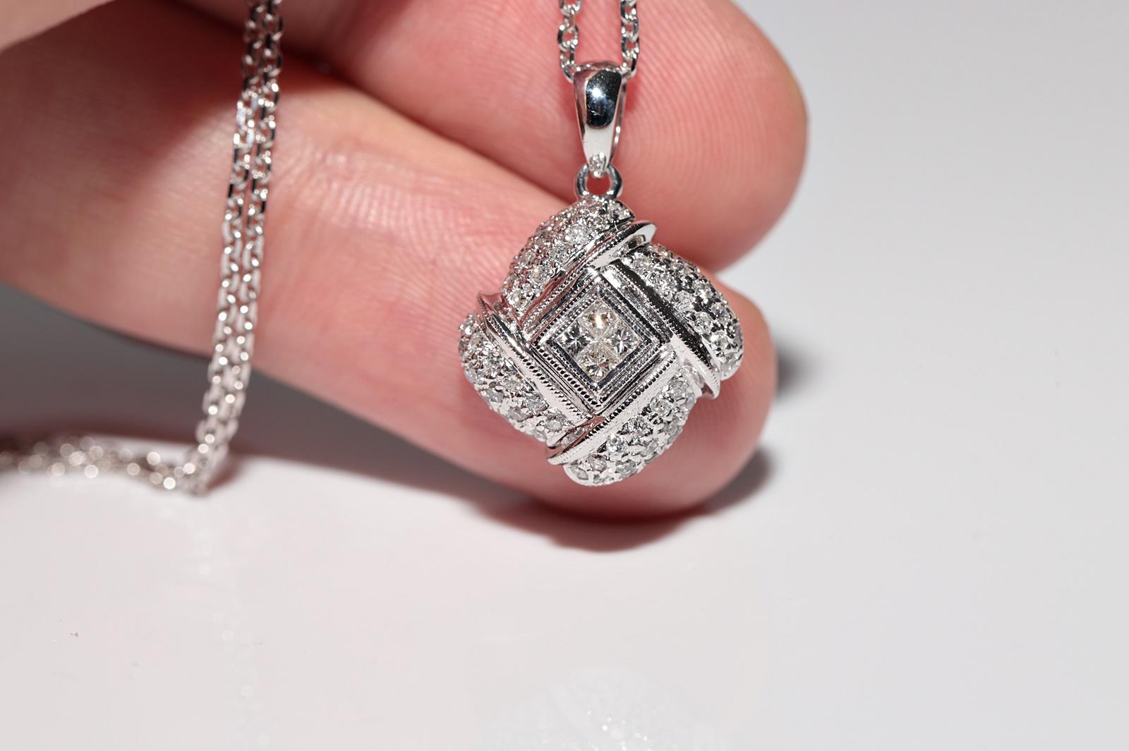 Vintage CIRCA 1990er Jahre 18k Gold natürlichen Diamanten dekoriert Anhänger Halskette im Zustand „Gut“ im Angebot in Fatih/İstanbul, 34