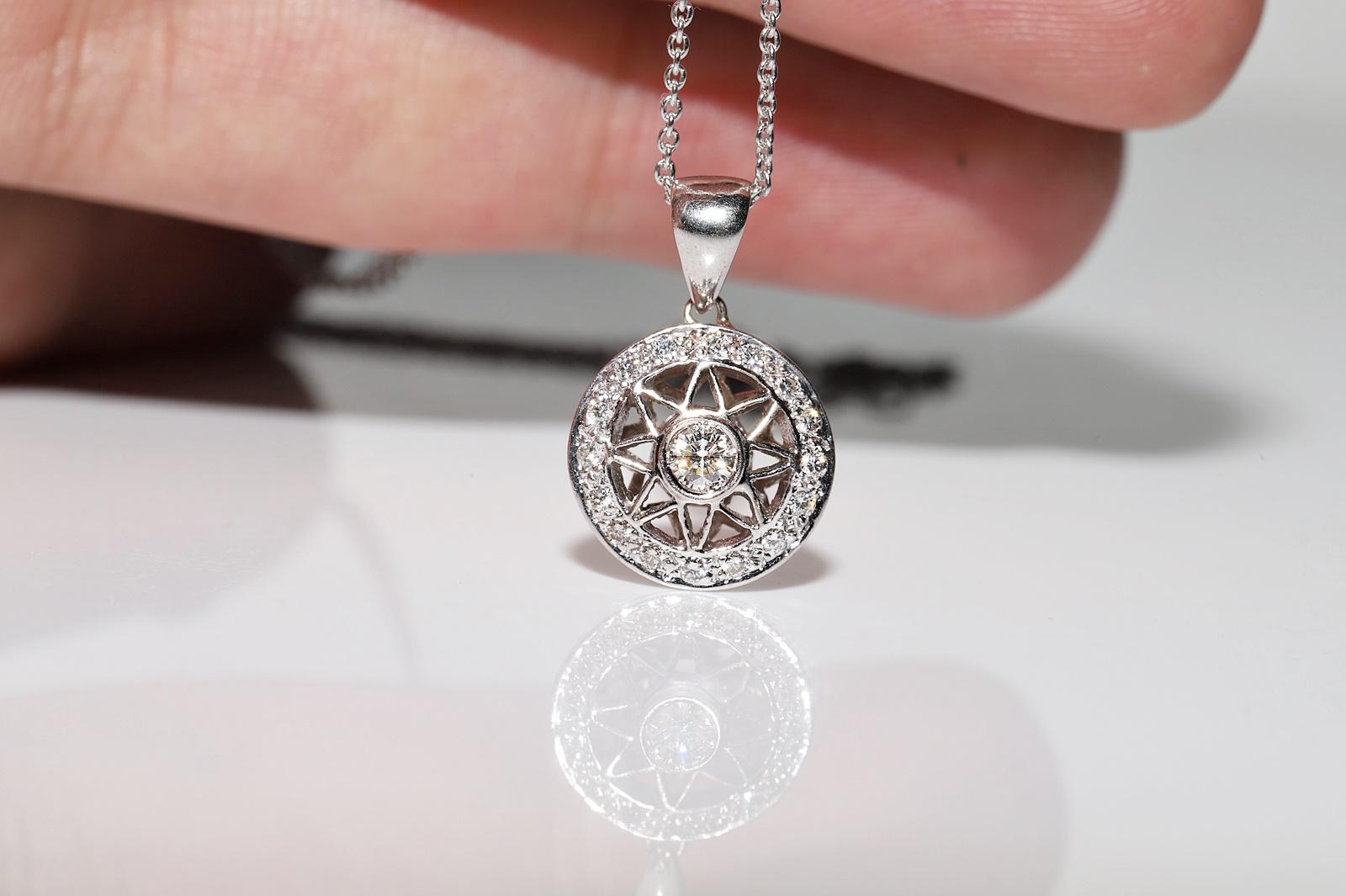 Vintage CIRCA 1990er Jahre 18k Gold natürlichen Diamanten dekoriert Anhänger Halskette im Zustand „Gut“ im Angebot in Fatih/İstanbul, 34