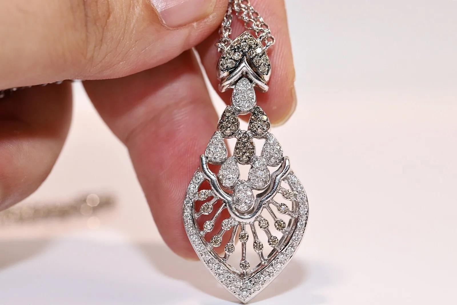 Vintage CIRCA 1990er Jahre 18k Gold natürlichen Diamanten dekoriert Anhänger Halskette Damen im Angebot