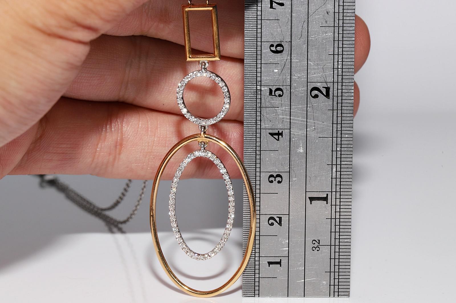 Vintage CIRCA 1990er Jahre 18k Gold natürlichen Diamanten dekoriert Anhänger Halskette Damen im Angebot