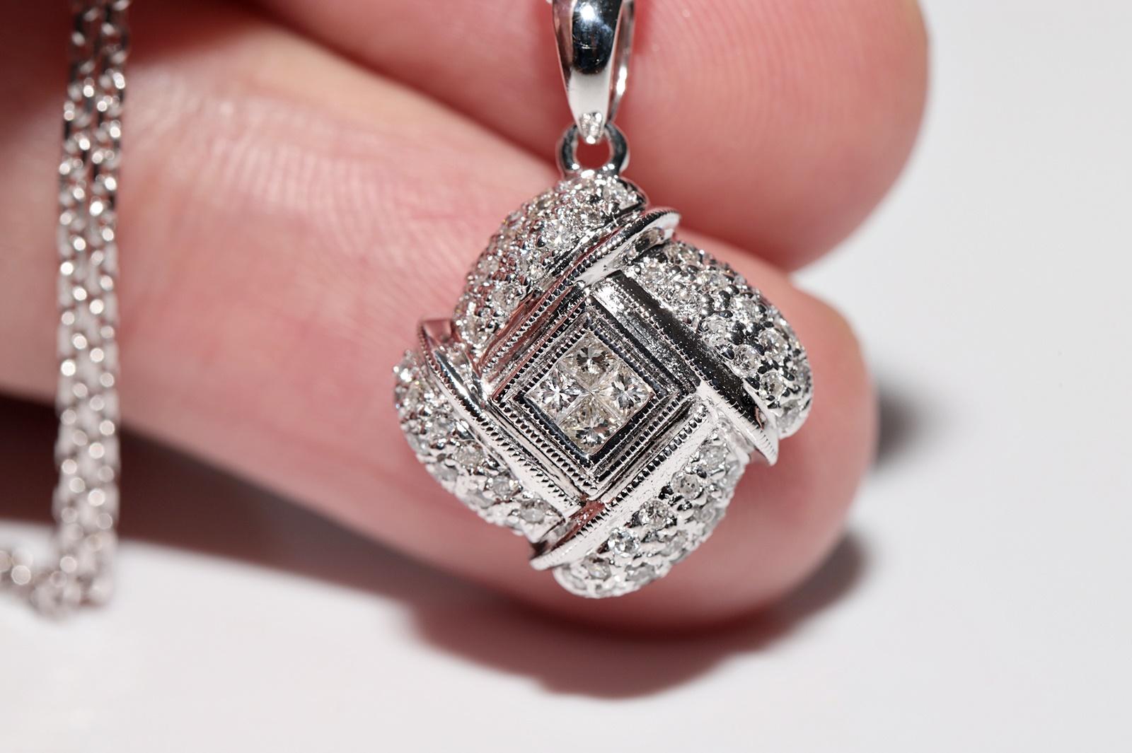 Vintage CIRCA 1990er Jahre 18k Gold natürlichen Diamanten dekoriert Anhänger Halskette Damen im Angebot