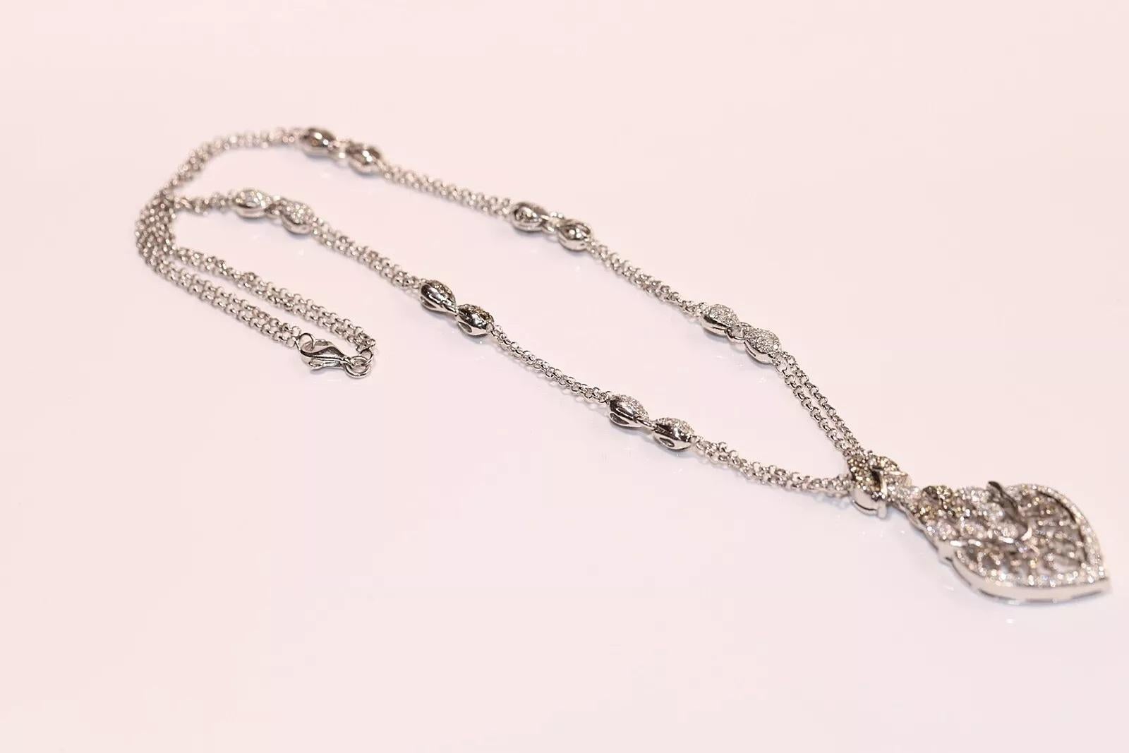 Vintage CIRCA 1990er Jahre 18k Gold natürlichen Diamanten dekoriert Anhänger Halskette im Angebot 2