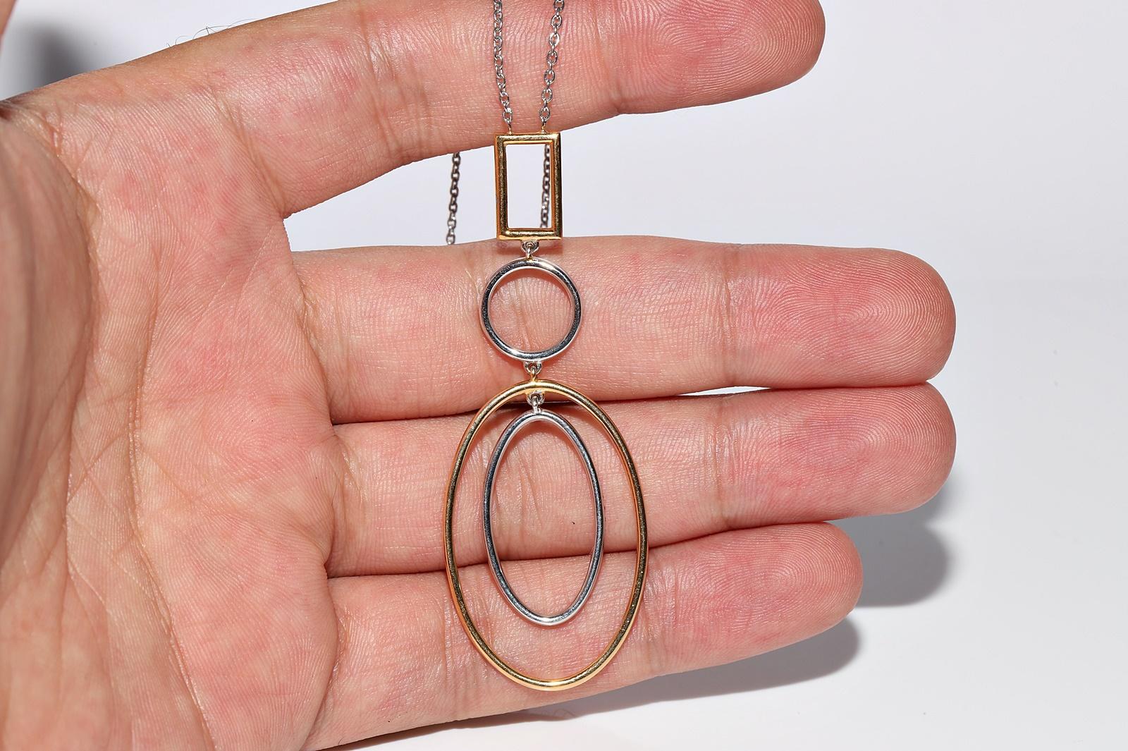 Vintage CIRCA 1990er Jahre 18k Gold natürlichen Diamanten dekoriert Anhänger Halskette im Angebot 3